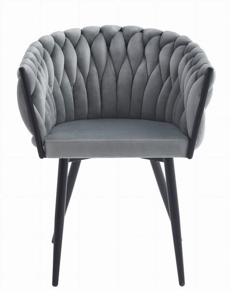 Home Collective Polsterstuhl mit gestepptem Design, Gepolstert ergonomisch 79 cm Höhe (Schreibtischstuhl geeignet für Wohnzimmer, Büro, Schlafzimmer, Esszimmer, 61 cm Breite), hellgrauer Samtsitz mit schwarzen Metallbeinen 110 kg belastbar