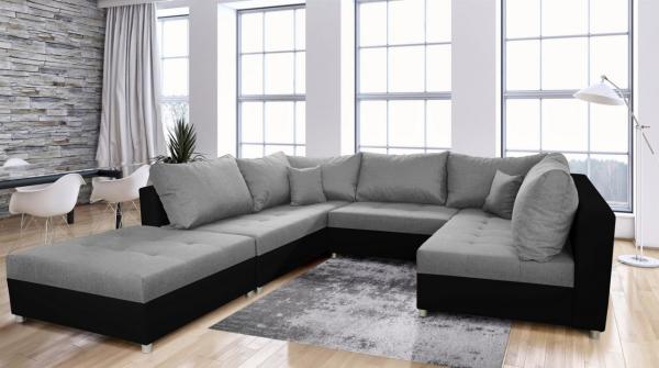 Wohnlandschaft Sofa ANDRO mit Schlaffunktion Schwarz-Grau / Speed