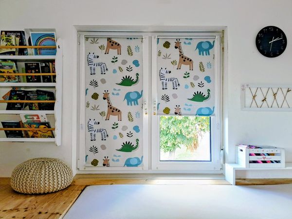 Seitenzugrollo Seitenzugrollo Thermo Klemmfix-Rollo mit Motiv Zoo, K-HOME, verdunkelnd, ohne Bohren, freihängend, Klemmfix, Kinderrollo