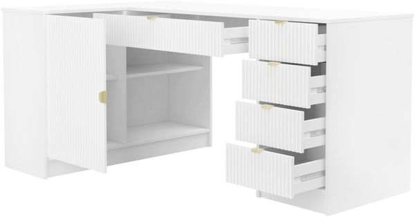 Eckschreibtisch / Eckschminktisch Tireno (Farbe: Sandbeige) Bild 4