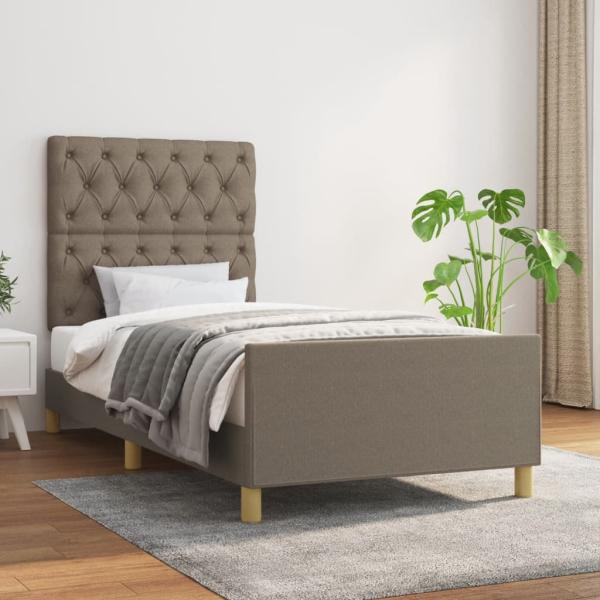 Einzelbett mit Kopfteil Stoff Taupe 80 x 200 cm [3125256]