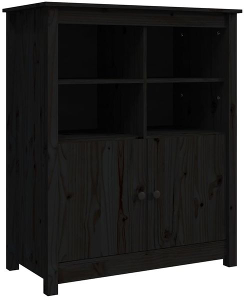Sideboard, Kommode Schwarz 83x41,5x100 cm Massivholz Kiefer j2642p