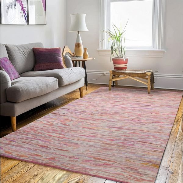 Wohnando Teppich MY-RUG Rajesh, Chindi-Teppich 110x60 cm, rechteckig, Höhe: 10 mm, aus recycelten Baumwollresten, Fleckerl, handgewebt, wendbar