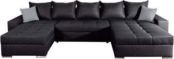 COLLECTION AB Wohnlandschaft Josy XXL U-Form, B: 333 cm, mit 2 Recamieren 77 & 97 cm, Bettfunktion, Bettkasten & 2 Zierkissen, Federkern