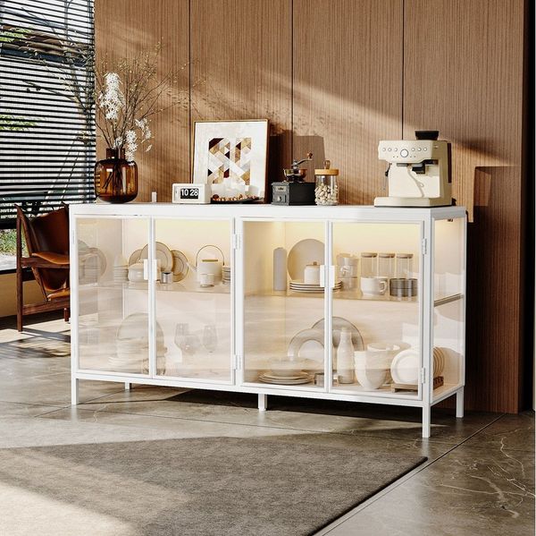 FUFU&GAGA Sideboard Glas-Sideboard, mit Beleuchtung 3 Farbe