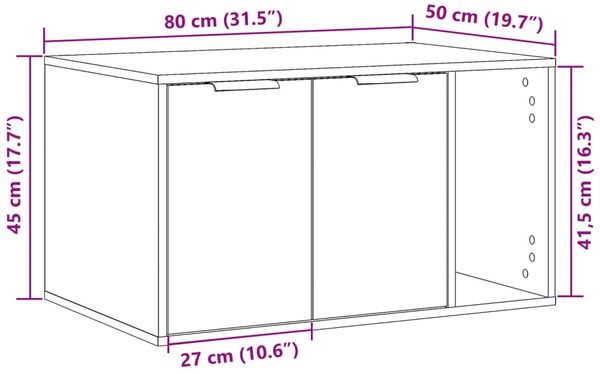 vidaXL Katzenklo Altholz-Optik 80x50x45 cm Holzwerkstoff 857740 Bild 11