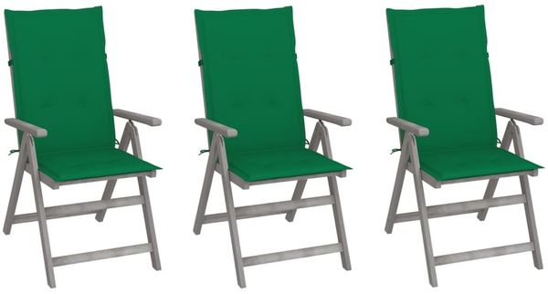 vidaXL Verstellbare Gartenstühle 3 Stk. mit Auflagen Massivholz Akazie 3064733