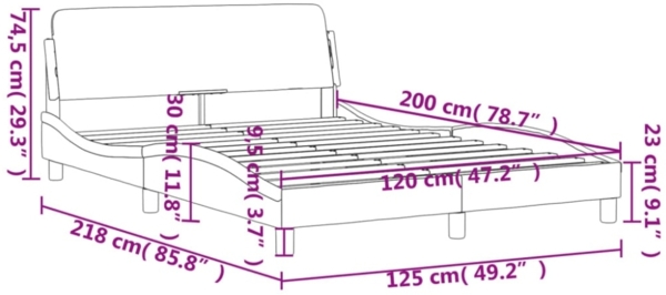 vidaXL Bettgestell "Dover" Schwarz 120x200 cm Samt 373154 Bild 5