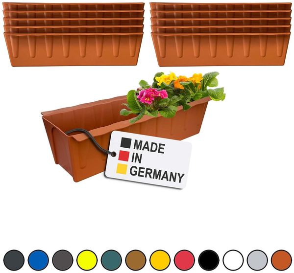 Hossi's Wholesale 10 Euro-Paletten Blumenkästen-Einsätze | 37,3cm Terrakotta | Pflanzkasten für Europalette Palette | Balkonkasten | Blumentopf | aus stabilen Kunststoff | Made in Germany