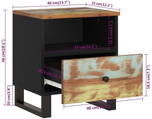 vidaXL Nachttische 2 Stk. Altholz Massiv & Holzwerkstoff 350653 Bild 9