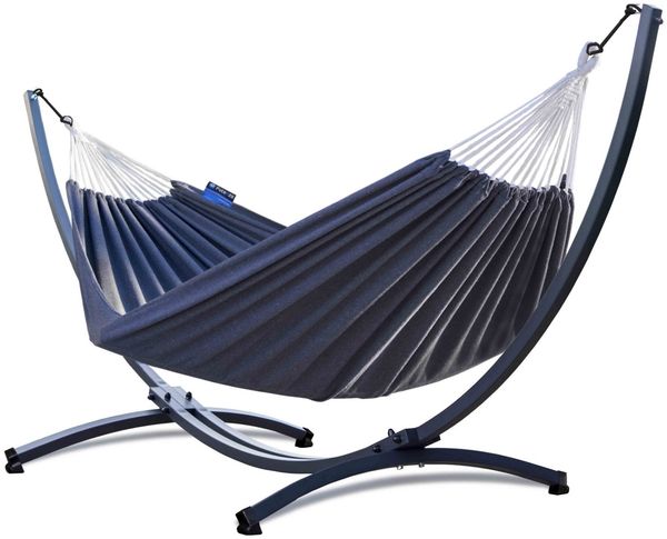 Potenza Hängematte mit Gestell – 220kg für 2 Personen, Hängematte- 220x160, 200kg, Cocoon XXL Grau