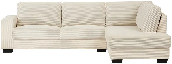 Vente-unique - MESETA Sofa Samt Beige - B 208 cm x H 85 cm x L 282 cm Bild 2