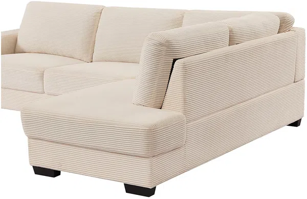 Vente-unique - MESETA Sofa Samt Beige - B 208 cm x H 85 cm x L 282 cm Bild 4