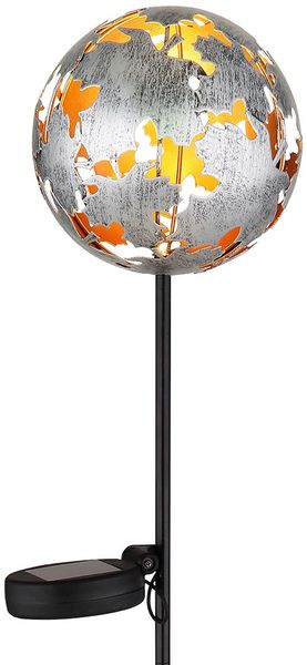 2er Set LED Solarleuchte, silber, Ahornblätter, Erdspitz, H 91,5 cm Bild 6