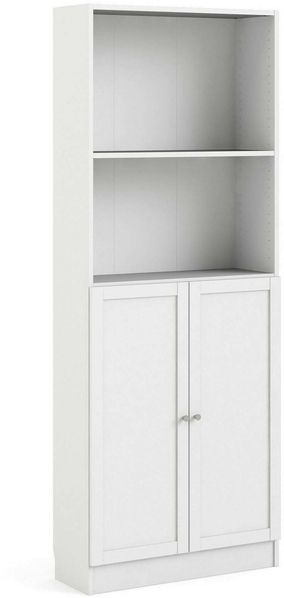 Dmora Bücherregal Michel, Büroregal, Mobiler Buchhalter, Bücherbrett, 79x28 h203 cm, Weiß