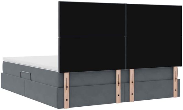 vidaXL Aufbewahrungsbett mit Matratze Dunkelgrau 160 x 200 cm Samt 3371980 Bild 11