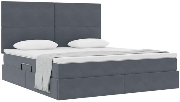 vidaXL Aufbewahrungsbett mit Matratze Dunkelgrau 160 x 200 cm Samt 3371980 Bild 3