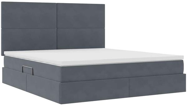 vidaXL Aufbewahrungsbett mit Matratze Dunkelgrau 160 x 200 cm Samt 3371980 Bild 5