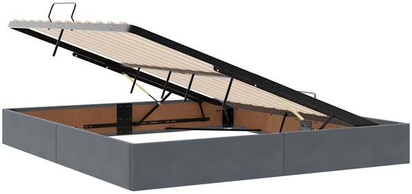 vidaXL Aufbewahrungsbett mit Matratze Dunkelgrau 160 x 200 cm Samt 3371980 Bild 6