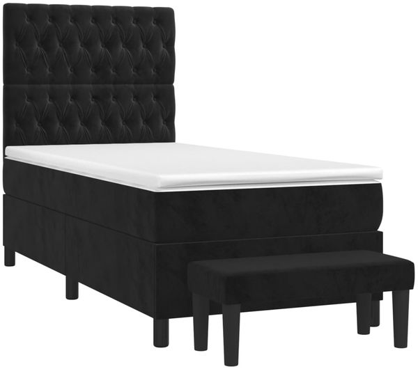vidaXL Boxspringbett mit Matratze Schwarz 90x200 cm Samt 3138003 Bild 3