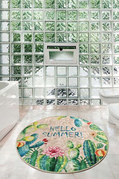 Badematte, 'Hello Summer', 140 x 0,1 x 140, Mehrfarbig