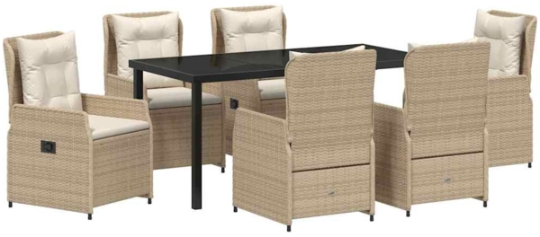 vidaXL Garten Essgruppe 7 pcs Beige und Hellgrau Poly-Rattan 3380971