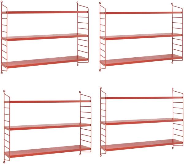 Modulares Wandregal Strängnäs 4er Set Rot [en. casa]