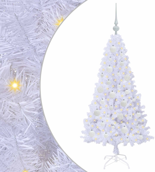 vidaXL Künstlicher Weihnachtsbaum Weiß 120 cm PVC und Stahl 3426752