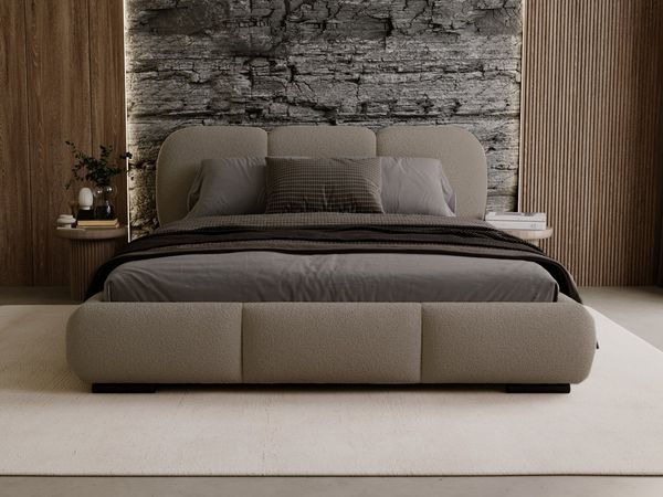 Compleo Polsterbett Wolkenbett, abgerundete Formen, Bouclé-Stoff, verschiedene Farben, TOPSELLER Stauraumbett MADE IN EU