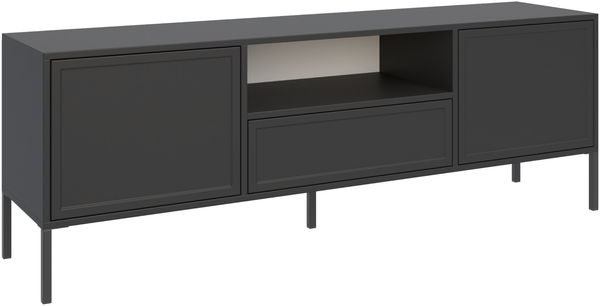 Selsey 'Velveto' - TV-Lowboard 2-türig mit Schublade & Fach, Schwarz, 160 cm