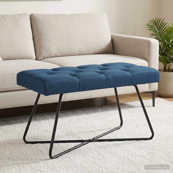 vidaXL Bank mit Knopfheftung Blau 80 x 40 x 46 cm Stoff 42038365
