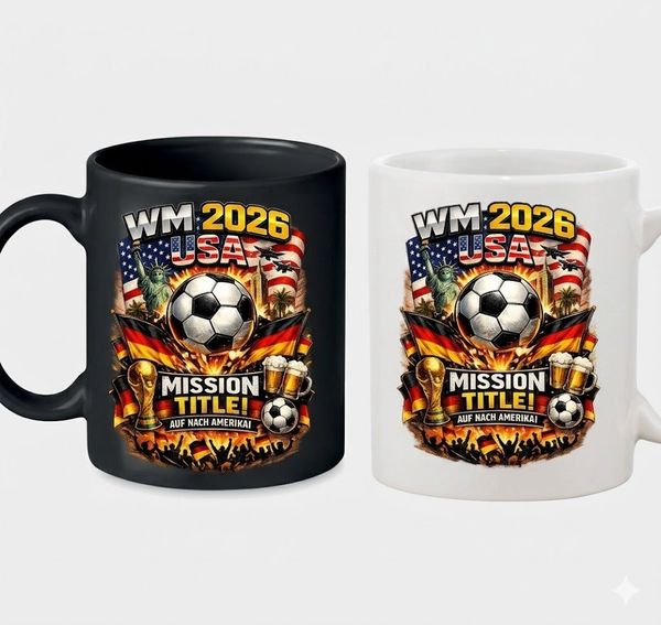 Blondie & Brownie Tasse Fußball WM 2026 USA Deutschland Tasse Fanmotiv Keramik Alltag, 1-tlg, Keramik, WM 2026 Fan Tasse Fußball USA