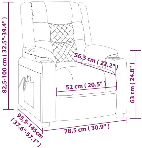 vidaXL Elektrischer Relaxsessel Braun Kunstleder [3143451] Bild 12
