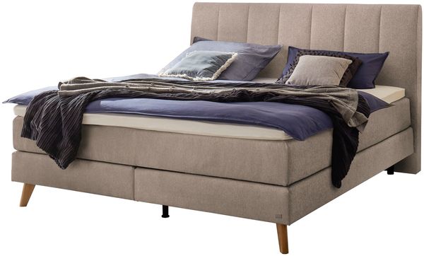 Fernanda Boxspringbett braun Eiche MassivholzPolyester/Polyamid/Viskose 214cm x 203cm x 115cm