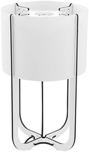 LED Tischleuchte, Holz, Textil, weiß braun, H 25 cm