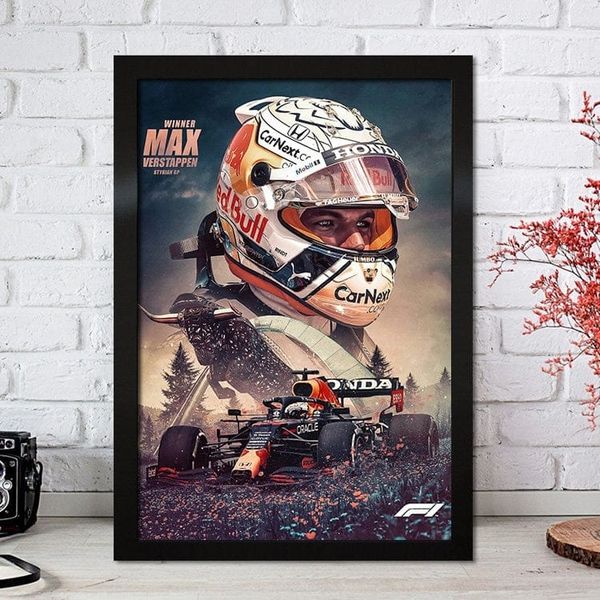 Poster Formel 1 Max Verstappen Rennfahrer Helm Rennwagen Red Bull · Deko Print ohne Rahmen - G / 50x70 cm