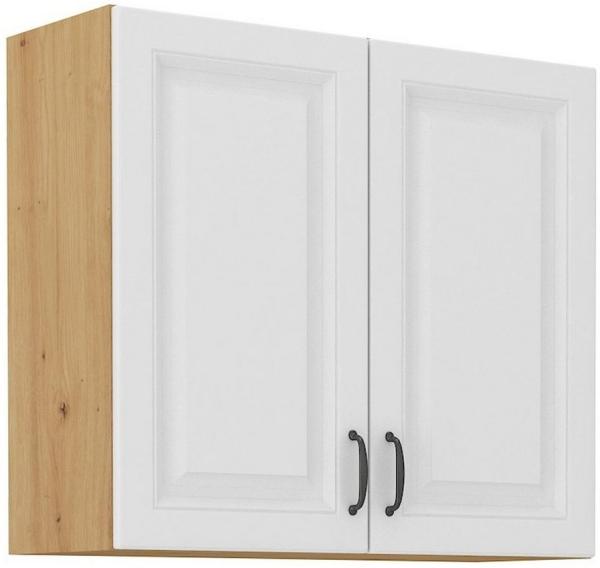 Hängeschrank 80 cm Stilo Weiss + Eiche Artisan Küchenzeile Küchenblock Küche