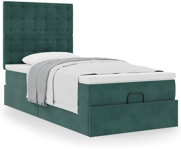 vidaXL Ottoman-Bett mit Matratzen Dunkelgrün 80x200 cm Samt 3313580 Bild 4