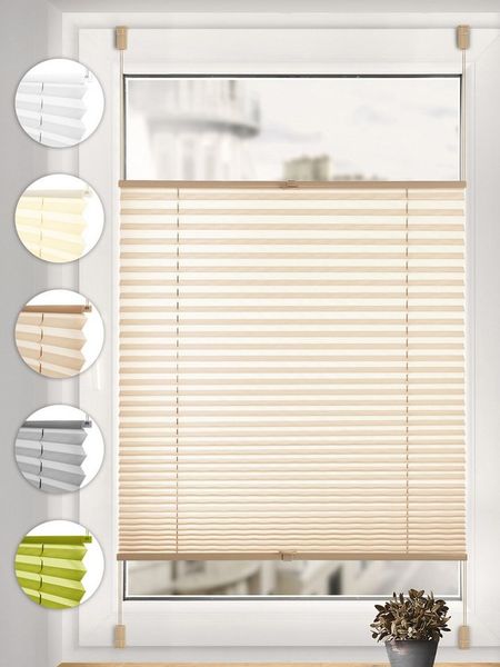 Sonello Plissee ohne Bohren Rollo Klemmfix für Fenster & Tür Lichtschutz, blickdicht, ohne Bohren, verspannt, Klemmfix, 25cm x 100cm Beige Faltrollo, Easyfix, Sonnenschutzrollo, Jalousie