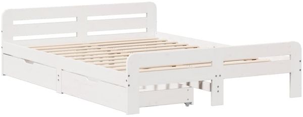 vidaXL Massivholzbett ohne Matratze Weiß 140x190 cm Kiefernholz 3309051 Bild 3