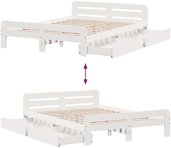 vidaXL Massivholzbett ohne Matratze Weiß 140x190 cm Kiefernholz 3309051 Bild 9