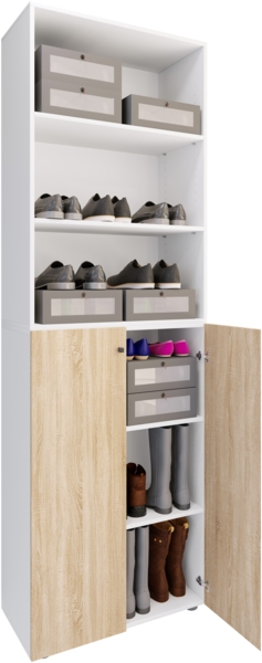VCM Schuhschrank Lona 919228 Weiß / Sonoma-Eiche H. 220 x B. 70 x T. 40cm