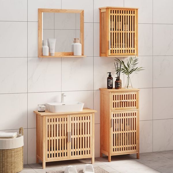vidaXL 4-tlg. Badmöbel-Set Massivholz Nussbaum 3185785