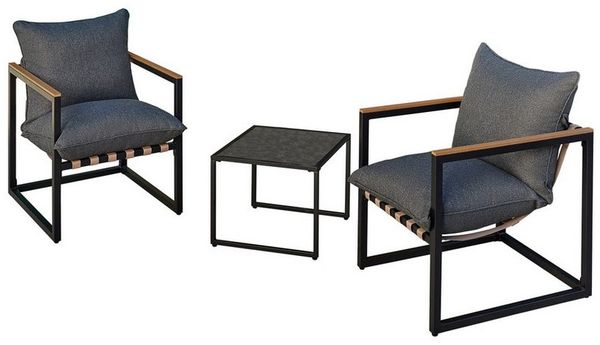 HTI-Living Gartenlounge-Set Terrassenmöbel für 2 Personen Cirella, (Set, 3-tlg, 2x Stuhl, 1x Tisch, inkl. Kissen), Sitzgruppe Garten 2 Stühle 1 Tisch