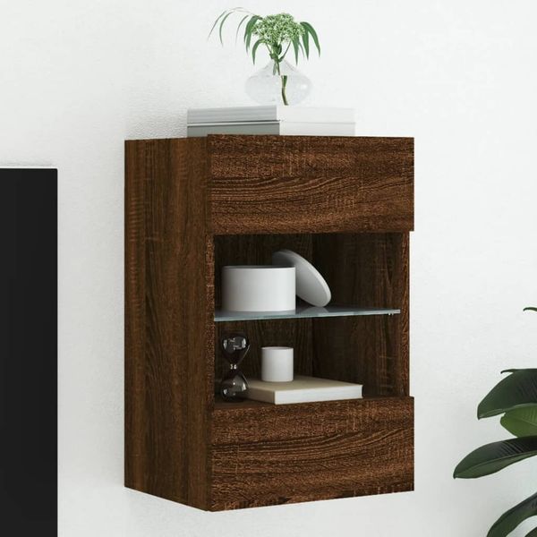 vidaXL TV-Wandschrank mit LED-Leuchten Braun Eichen-Optik 40x30x60,5cm 837090