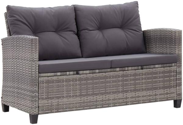 vidaXL 2-Sitzer-Gartensofa mit Kissen Grau 124 cm Poly Rattan 46154