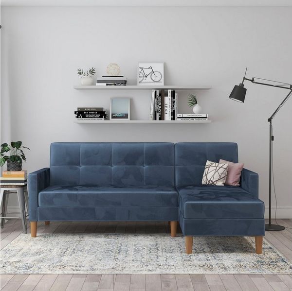 Dorel Home Ecksofa Lilly, L-Form, mit Bett-Funktion, Recamiere beidseitig montierbar, Sitzhöhe 43 cm