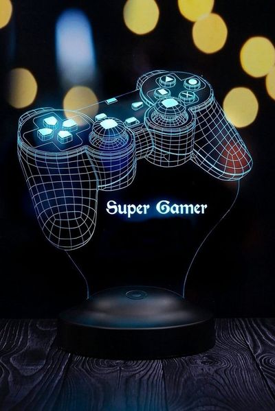 Geschenkelampe LED Nachttischlampe Spielkonsole Joystick 3D Gravur mehrfarbige Nachttischlampe, Leuchte 7 Farben fest integriert, Geburtstagsgeschenk für Freunde, Gamer