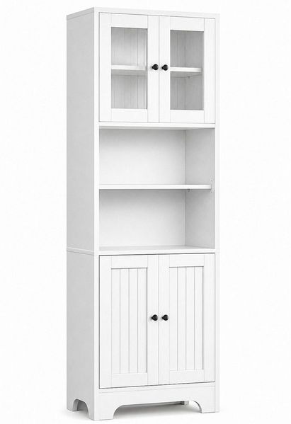 Yorbay Hochschrank Küchenschrank mit 2 Ablageböden und 4 Türen,Mehrzweckschrank (57,5 x 28,5 x 162,5 cm) Vielseitiger Aufbewahrungsschrank für Bad, Küche & Wohnzimmer Bild 2
