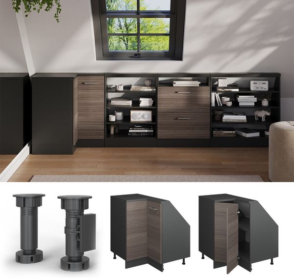 Dachschrägenschrank Eckschrank Rion Edelgrau/Anthrazit 75.6 x 81.6 cm mit 1 Tür Vicco Bild 5